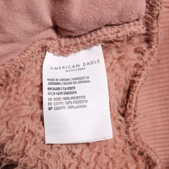 American Eagle Mauve Pink Sherpa Half Zip Pullover Teddy Jacket Sweatshirt M - Picture 7 of 10